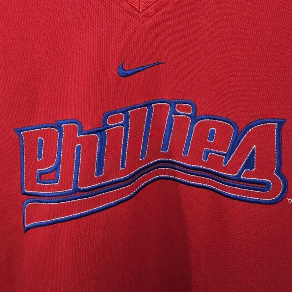 Vintage Nike Baseball Jersey Size XL MLB Philadelphia Phillies Center Swoosh Red