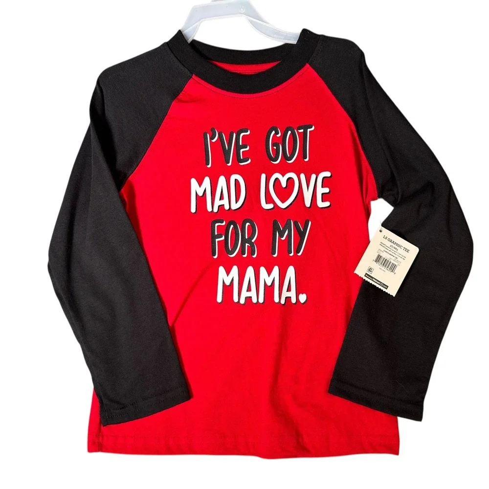 Kids Valentine Graphic Tee Red Black I've Got Mad Love For My Mama‎ 5T