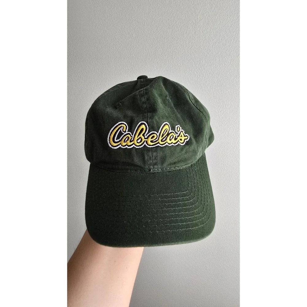Cabela's Baseball Cap Hat Men's Green Adjustable Logo‎ Embroidered Casual