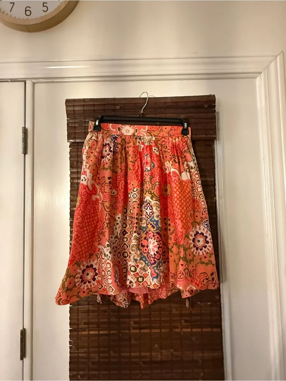 J Crew Floral Mosaic Orange/red  High-Low asymmetrical Skirt. Sz4, like new