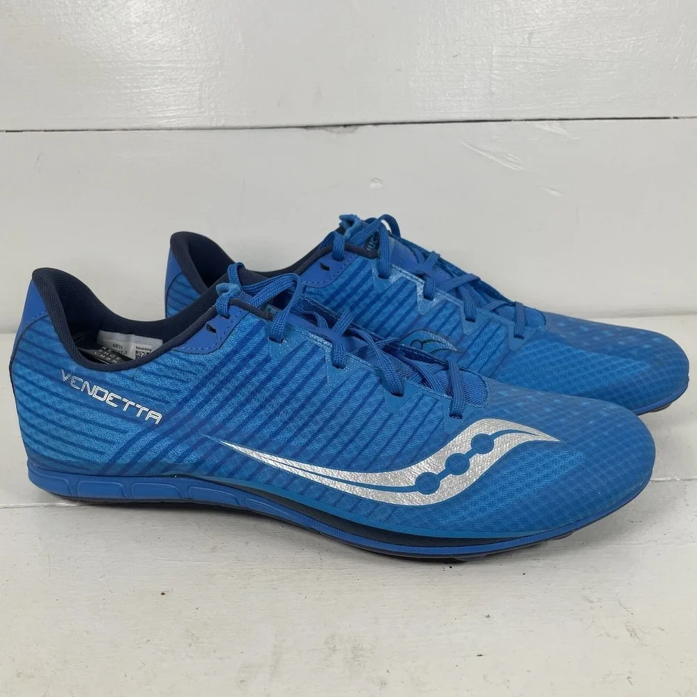 Saucony Vendetta Racing Shoes US Size 13 Cleats‎ Blue S29047-3 Silver Running