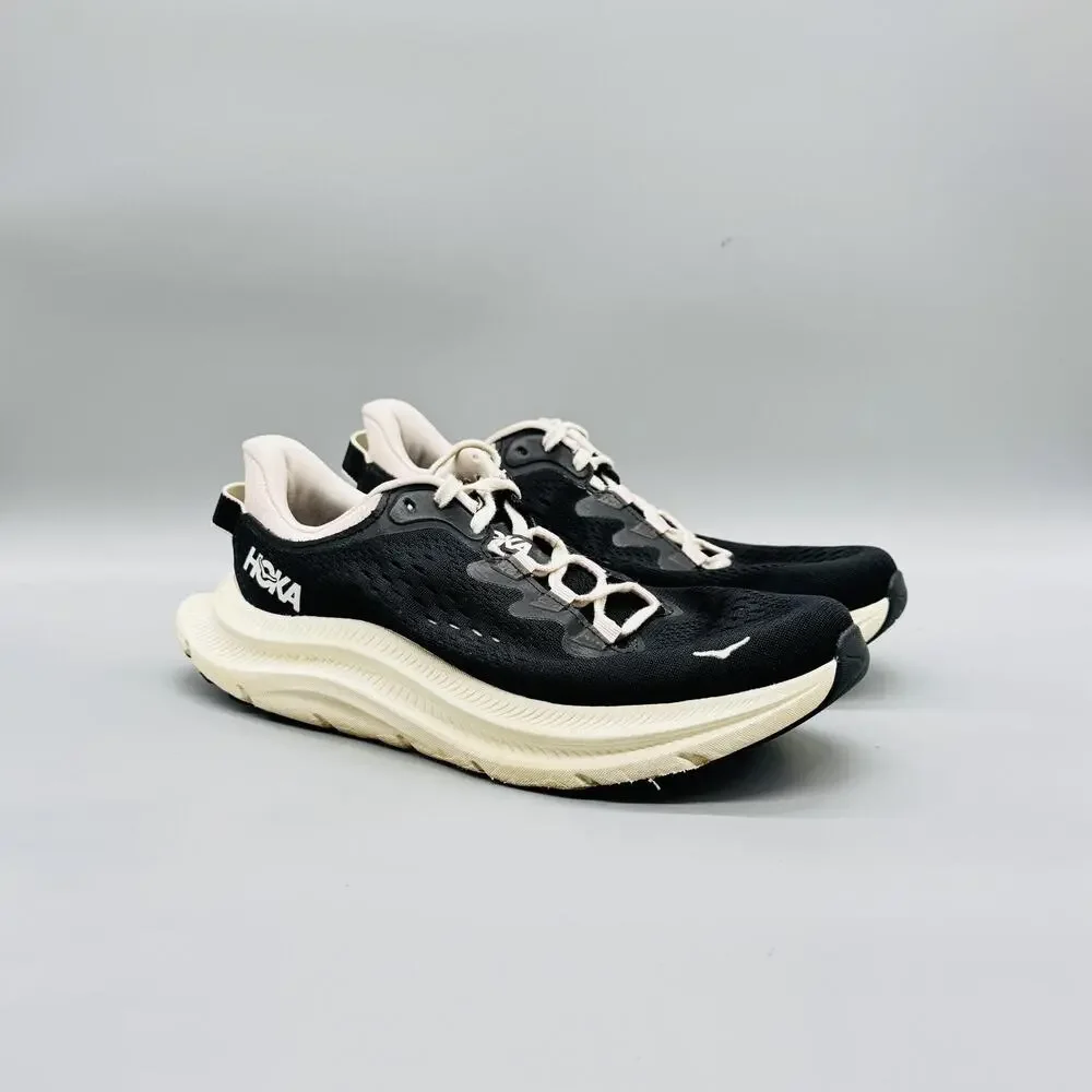 Hoka One One Black and Cream Athletic Running Shoes
