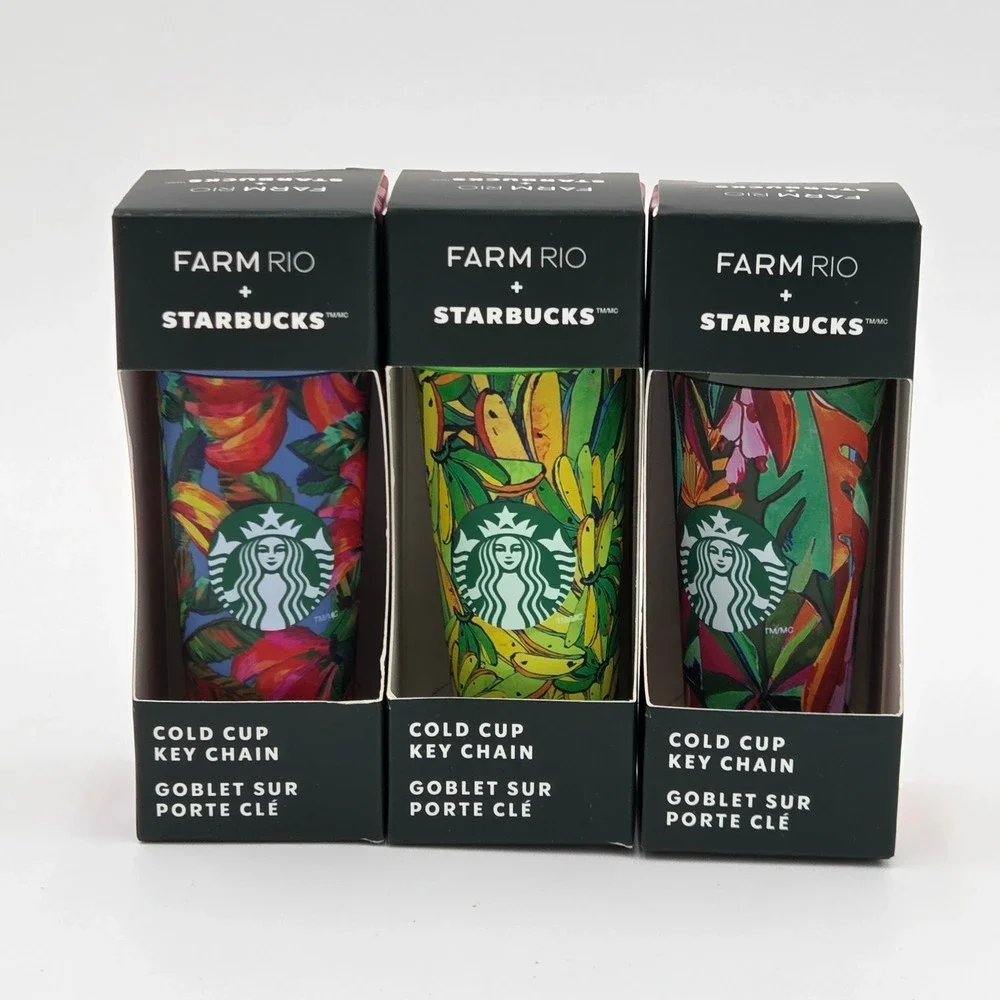Starbucks Farm Rio NEW Cold Cup Keychain Complete Set of‎ 3 Tropical Brazillian