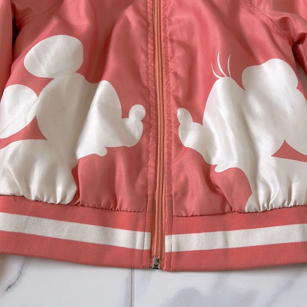 Junk Food Disney Minnie & Mickey Mouse Zip Up Bomber Jacket Girls S