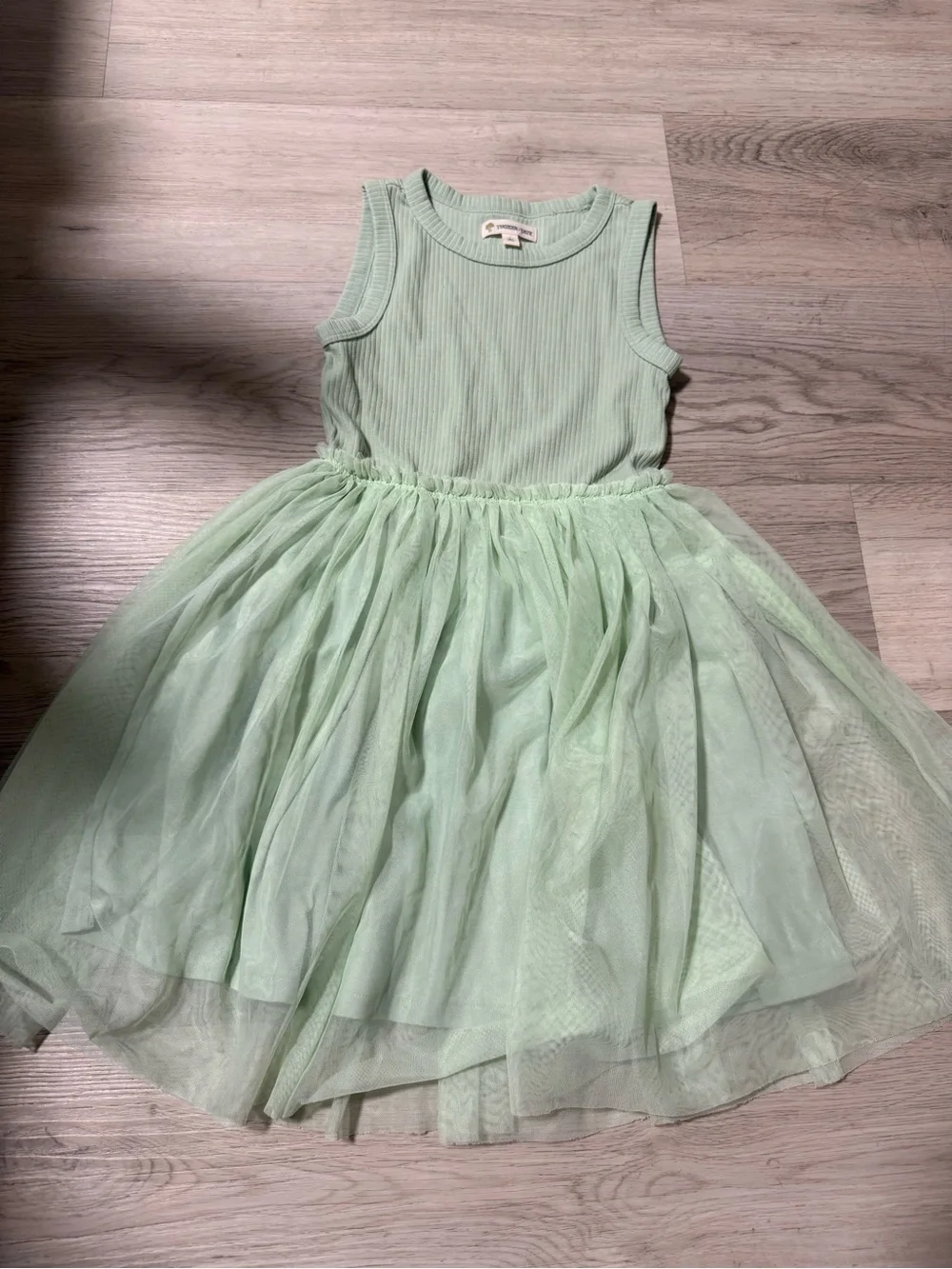Tucker + Tate Light Green Combination Knit  Tulle Sleeveless Dress Girls Size 7