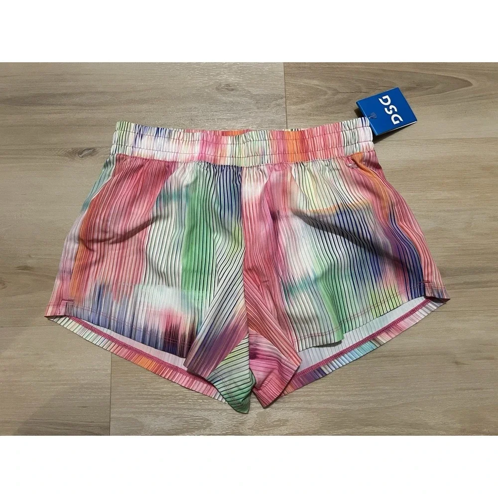 NWT DSG Shorts Girls Large Prismatic Mid-Rise Stride Built in Brief‎ Pink