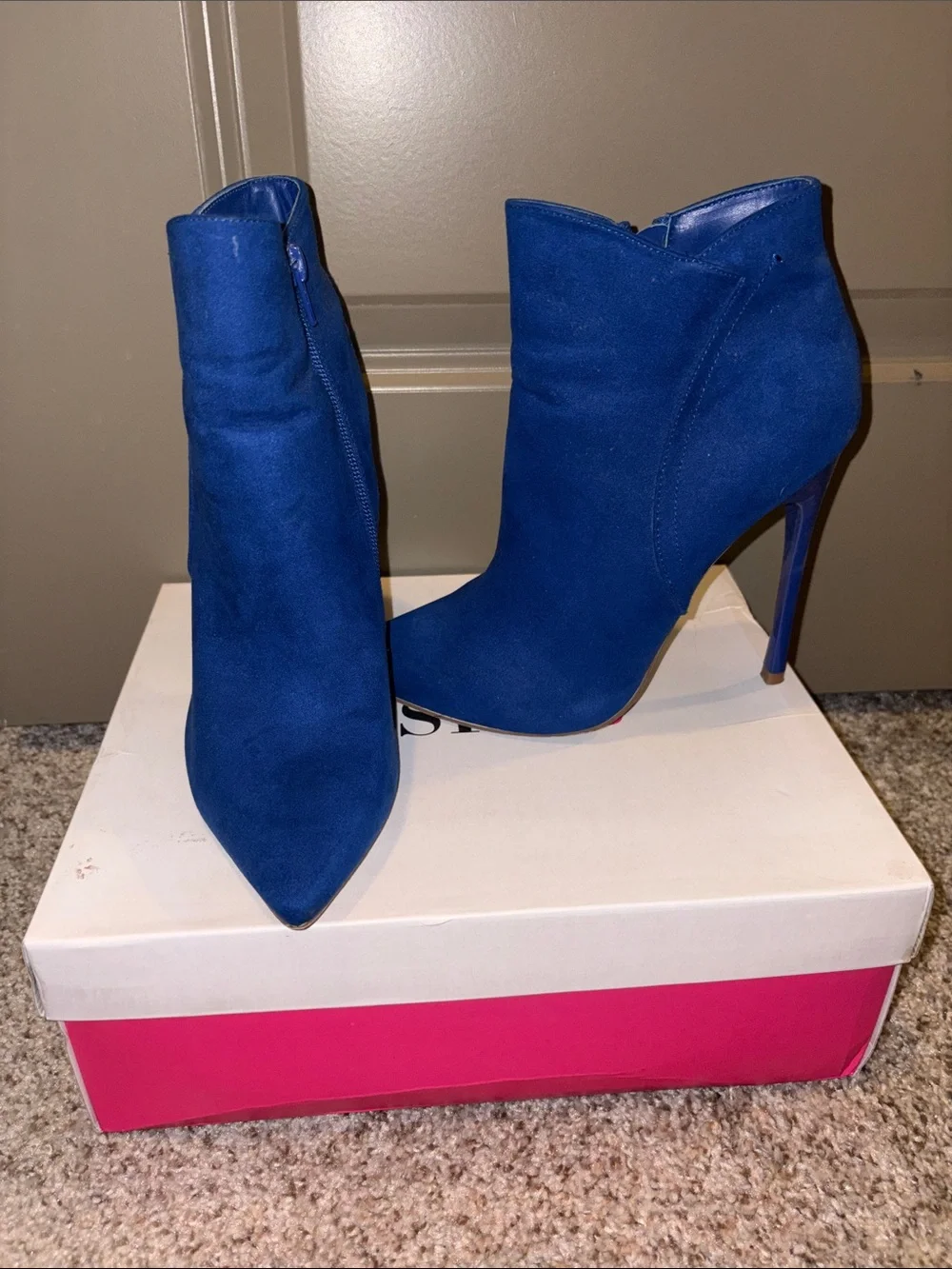 JustFab Royal Blue Pointed Toe Stiletto Ankle Boots