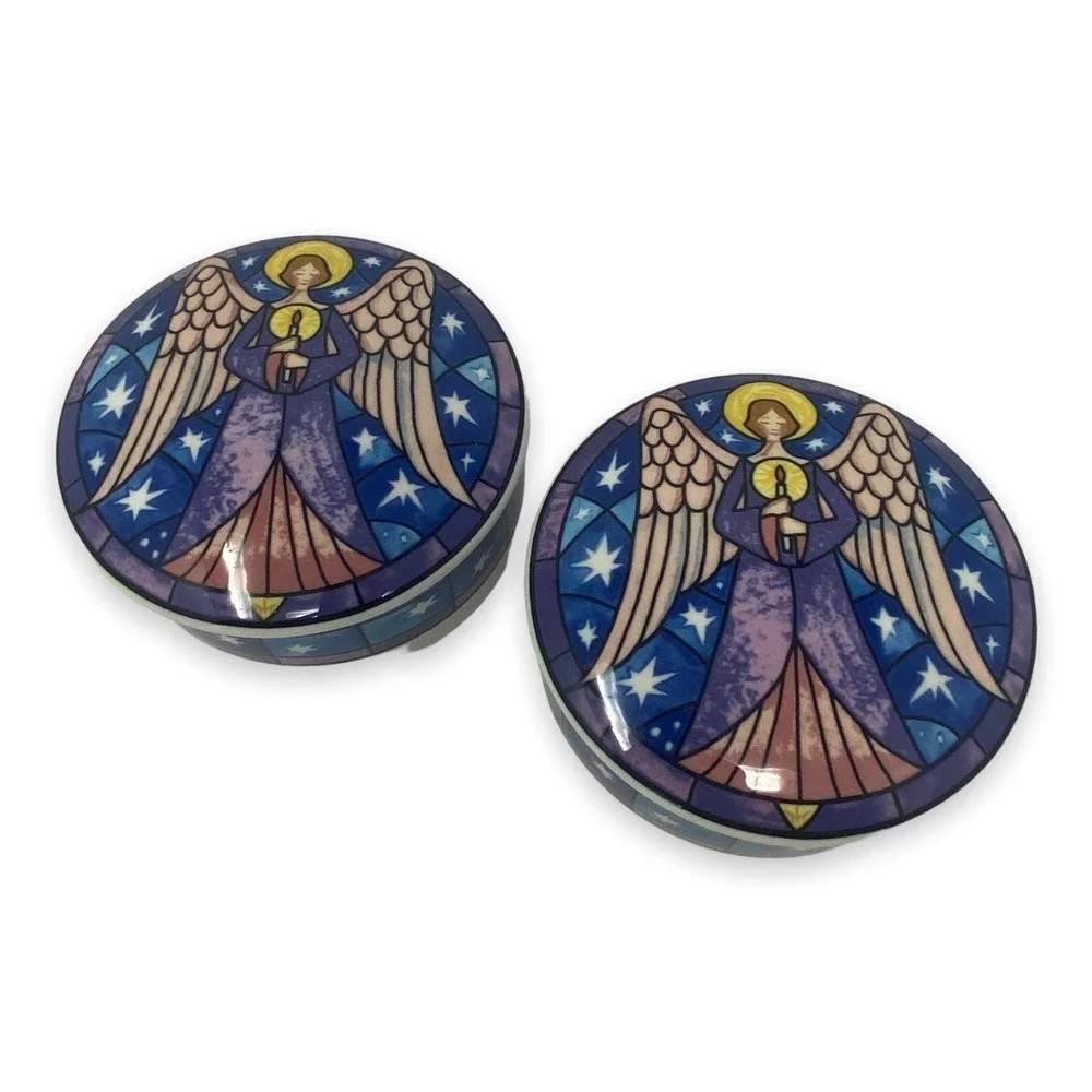 Mikasa Angel Round Trinket Box Candy Dish with Lid HK501 Indonesia -‎ Set of Two