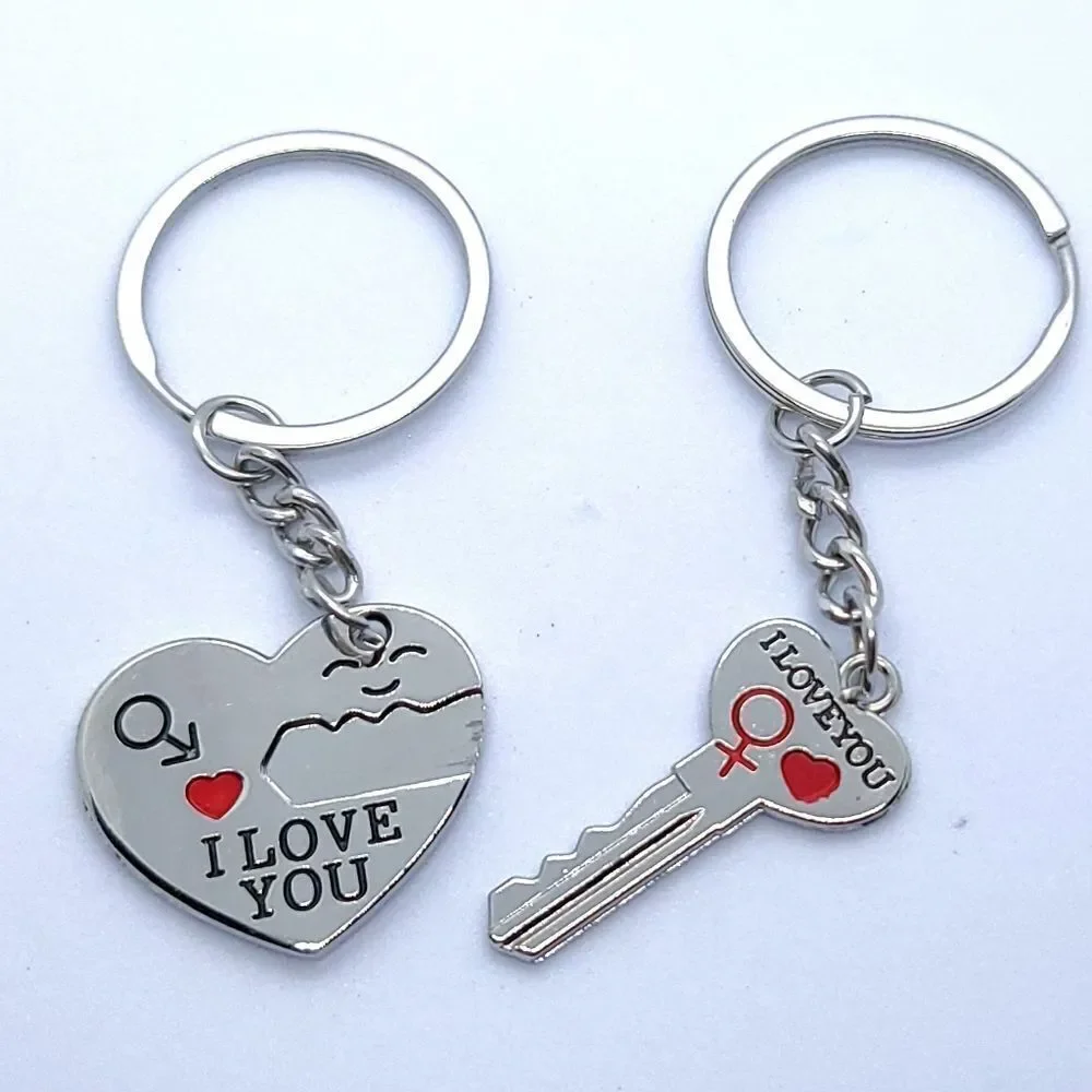 Couples Key to My Heart Keychain Set Matching I Love You Keyring Romantic Gift