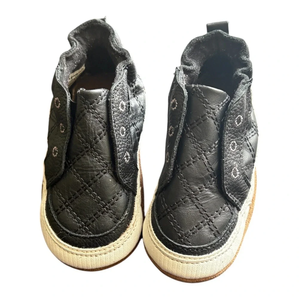 Robeez Baby Boys Black Quilted Leather Soft Sole Shoes 12-18 Months RBB12861