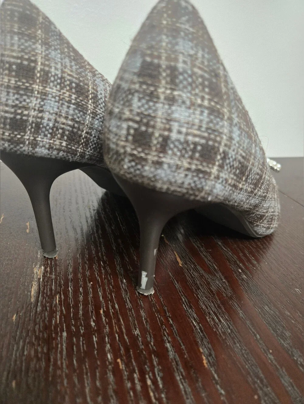 Randa plaid pattern jewel pumps; JP size 24.5, US women's size 7.5