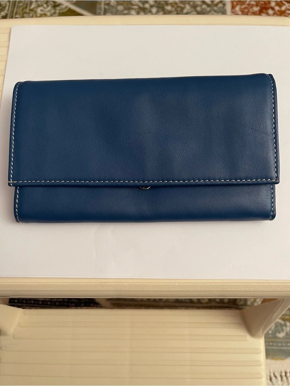 Sabine Blue Leather Women's Wallet with Contrast Stitching