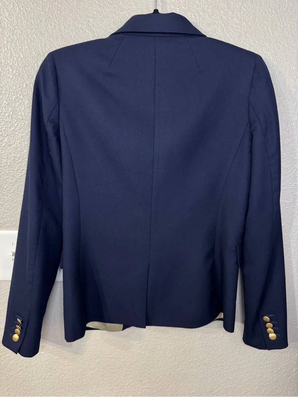 J.Crew Schoolboy Navy Wool Blend Gold Button Blazer Size 2 Preppy Academia