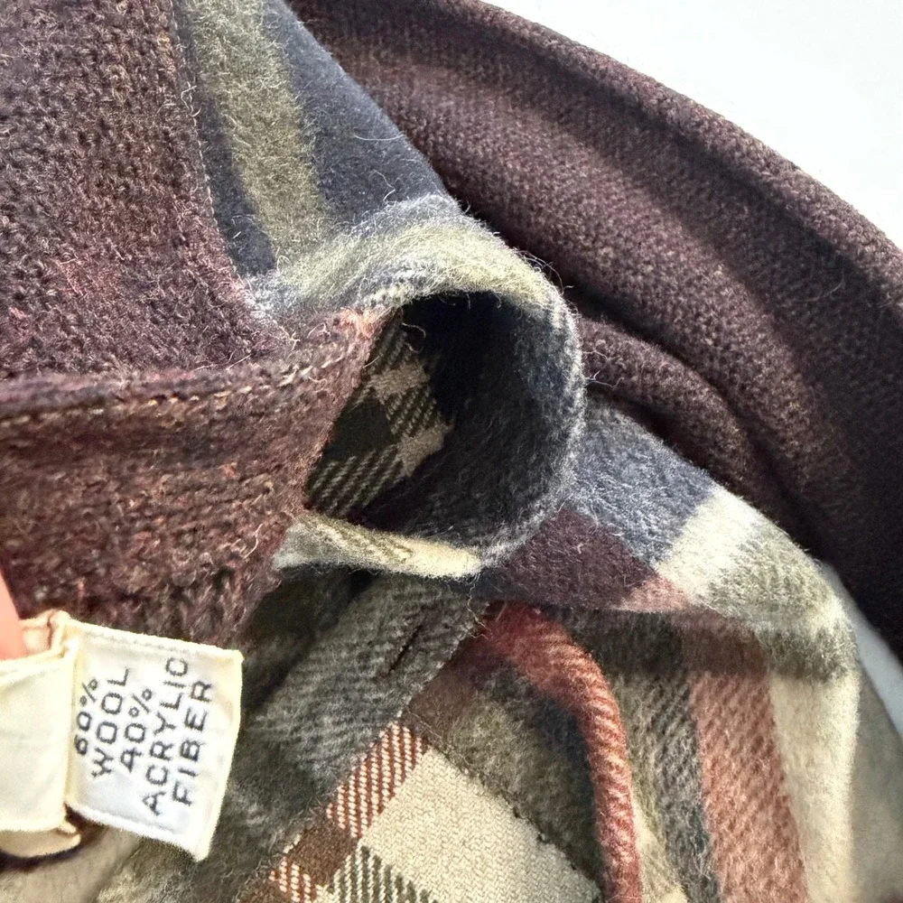 Bradfield Vintage‎ Mens Plaid Wool Cardigan Sweater Brown Green Old Money Core M