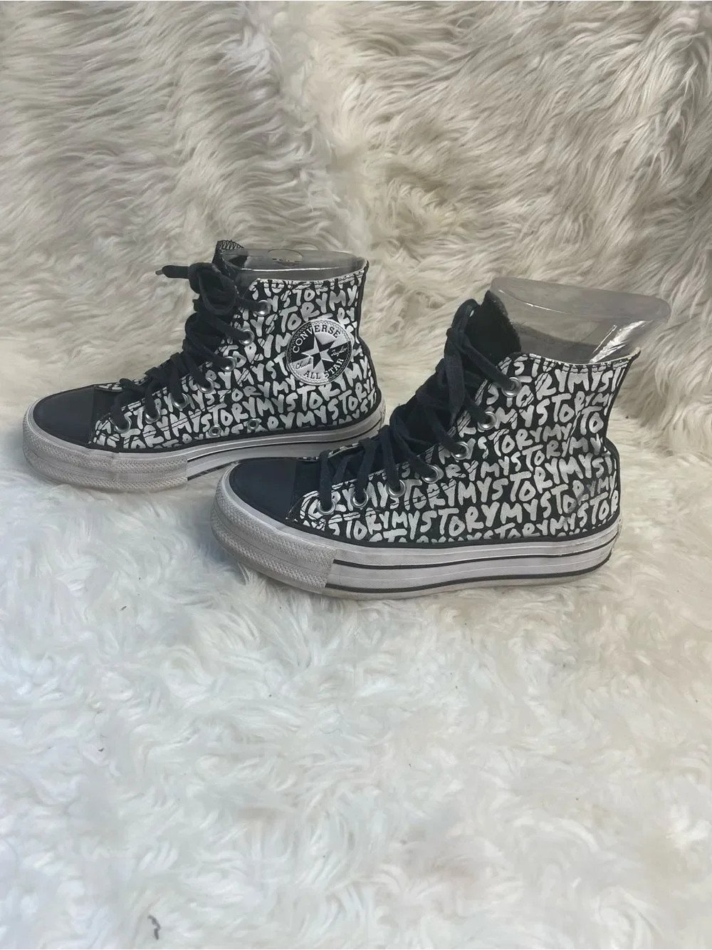 Converse Black & White All-Star Graffiti High-Top Sneakers - Kids