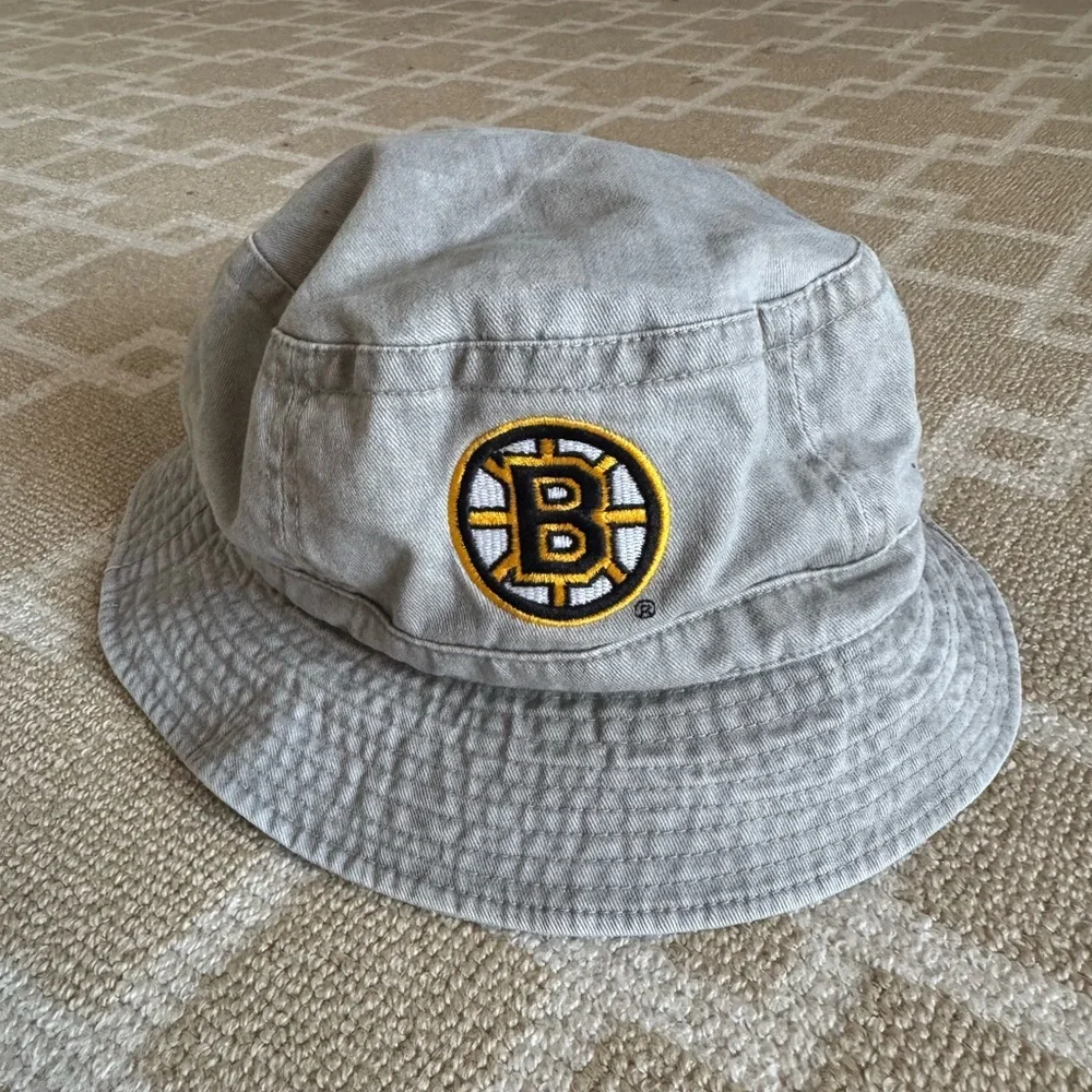 NHL Boston Bruins Logo Bucket Hat Khaki Cotton Fan Cap One Size