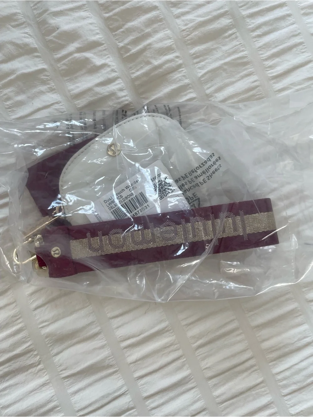 NWT LULULEMON DUAL POUCH WRISTLET Deep Luxe/Gold/Bone OS
