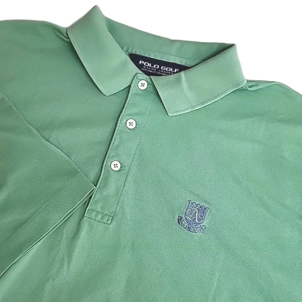 Polo Ralph Lauren Shirt Mens Large Green 100% Pima Cotton‎ Country Club Logo