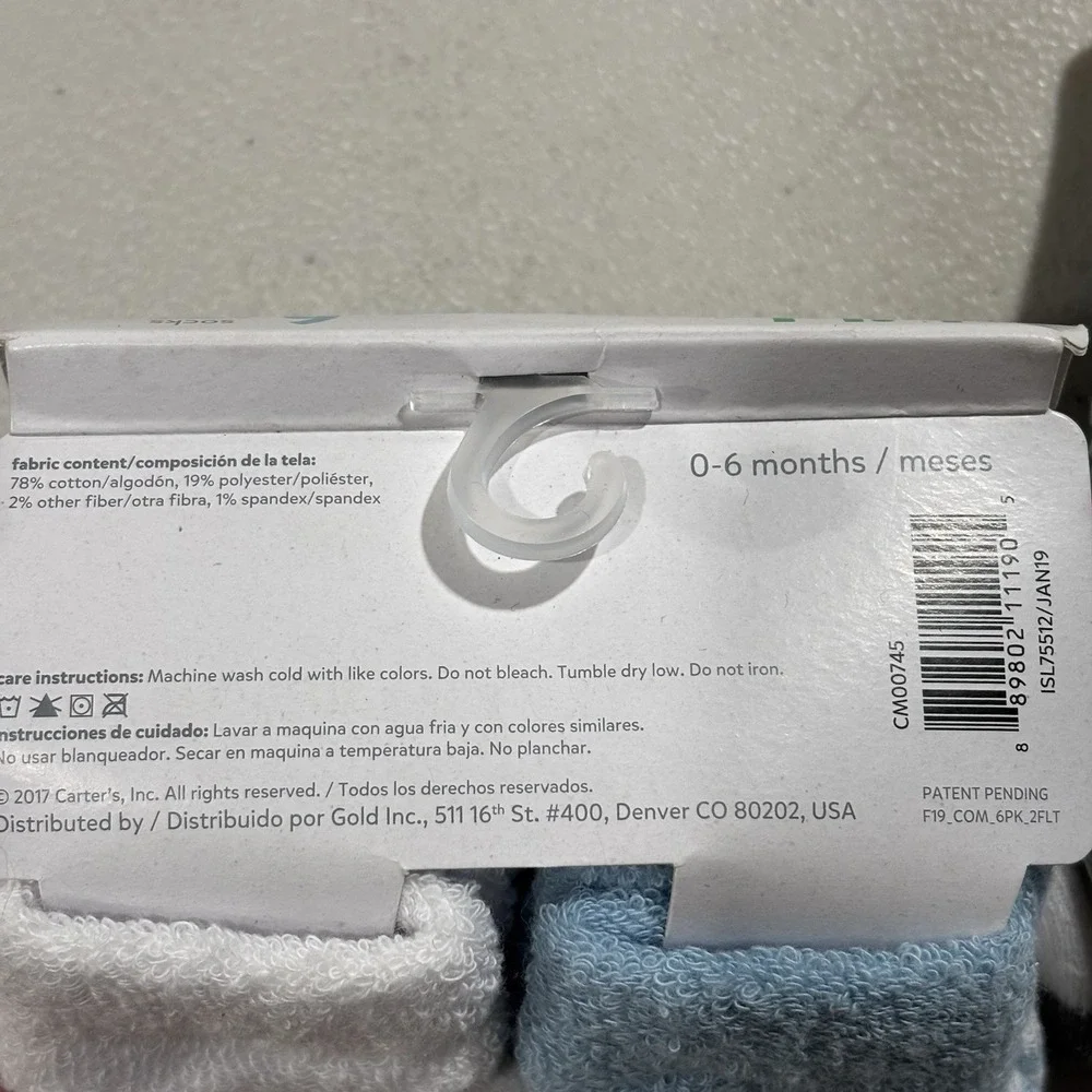 Carter's Child of Mine 0-6 MONTHS Boys 12 PAIRS Crew Socks White Blue Gray #8624