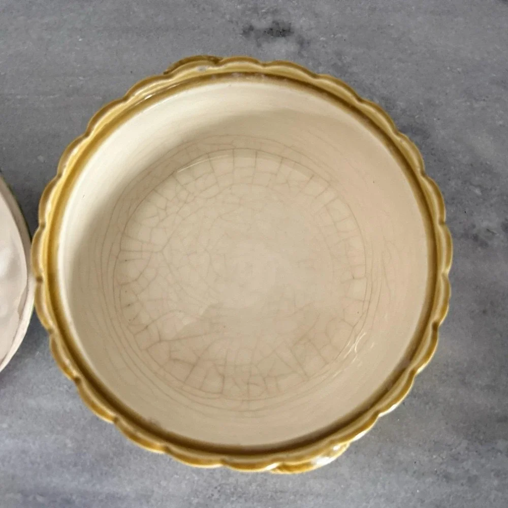 Vintage Erphila Fruit Basket Trinket‎ Dish w/ Lid – Czechoslovakia Porcelain MCM