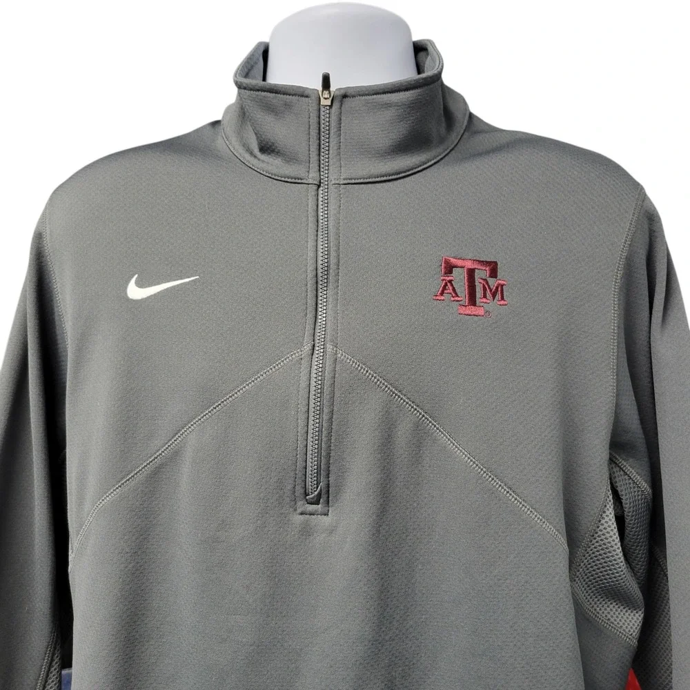 Nike Dri-FIT Texas A&M Aggies Quarter Zip Pullover Sweatshirt ‎ Large Gray E413