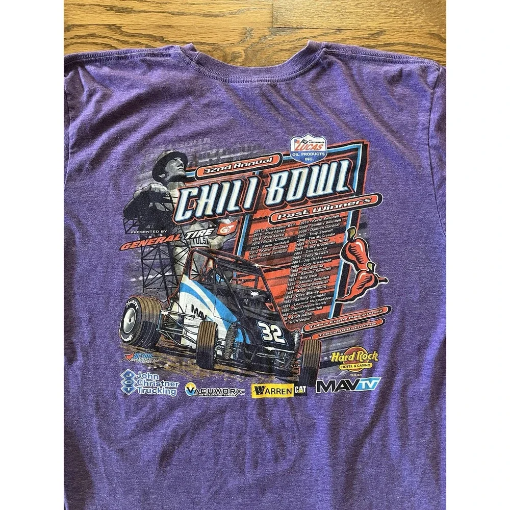 2018 Tulsa Chili Bowl Midget Racing Purple T-Shirt -‎ Two Sided - Men's Large