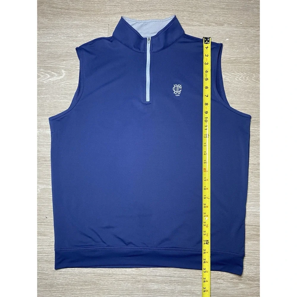 LARGE Peter Millar Galway Blue 1/4 Zip Golf Performance Dallas Country Club Vest