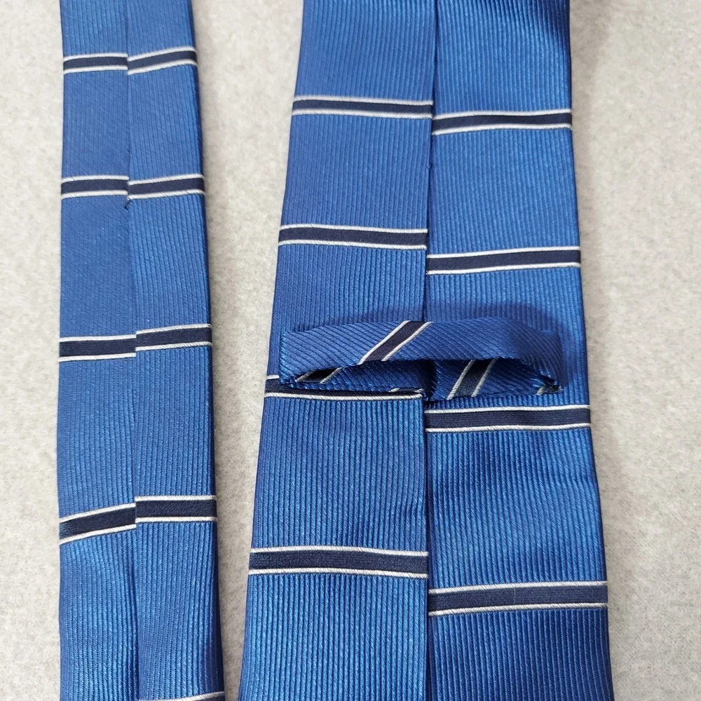 Nautica Silk Repp‎ Mens Tie Blue Striped Preppy Ivy Classic Business Necktie
