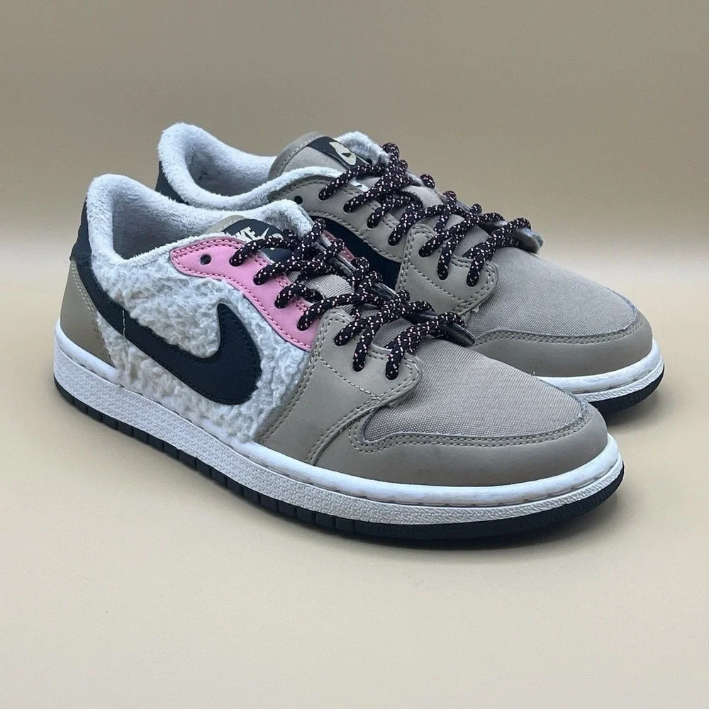 Nike Air Jordan 1 Low SE Fleece Beige‎ Pink Retro Shoes - Women's Size 6 USED