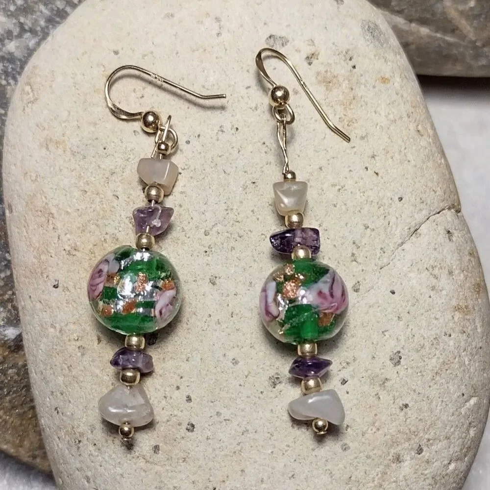 Unique Vintage earrings looking murano