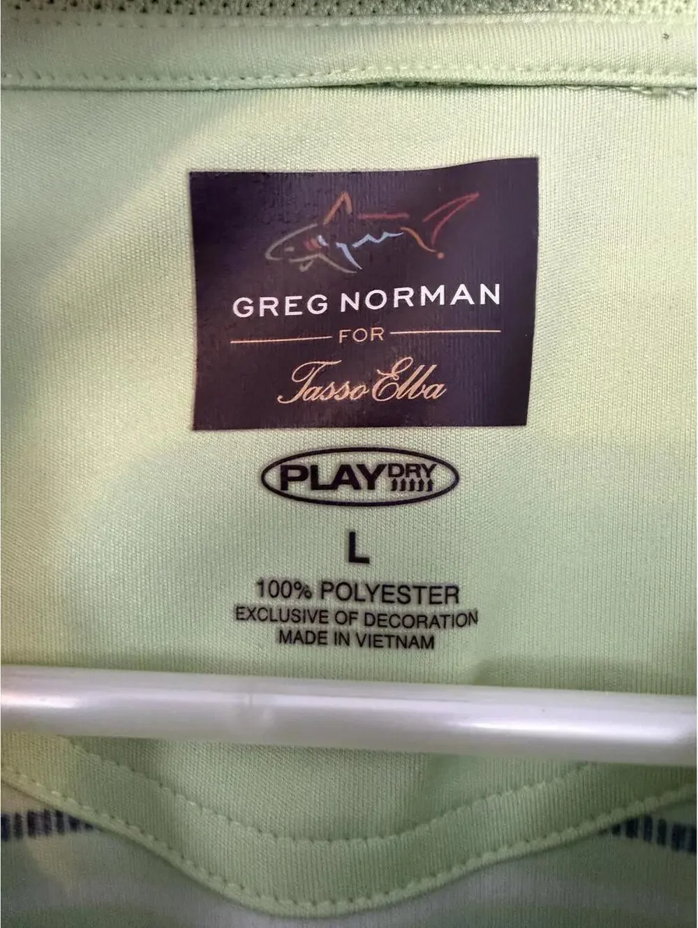 Greg Norman for Tasso Elba Green Striped Polo Shirt Size L