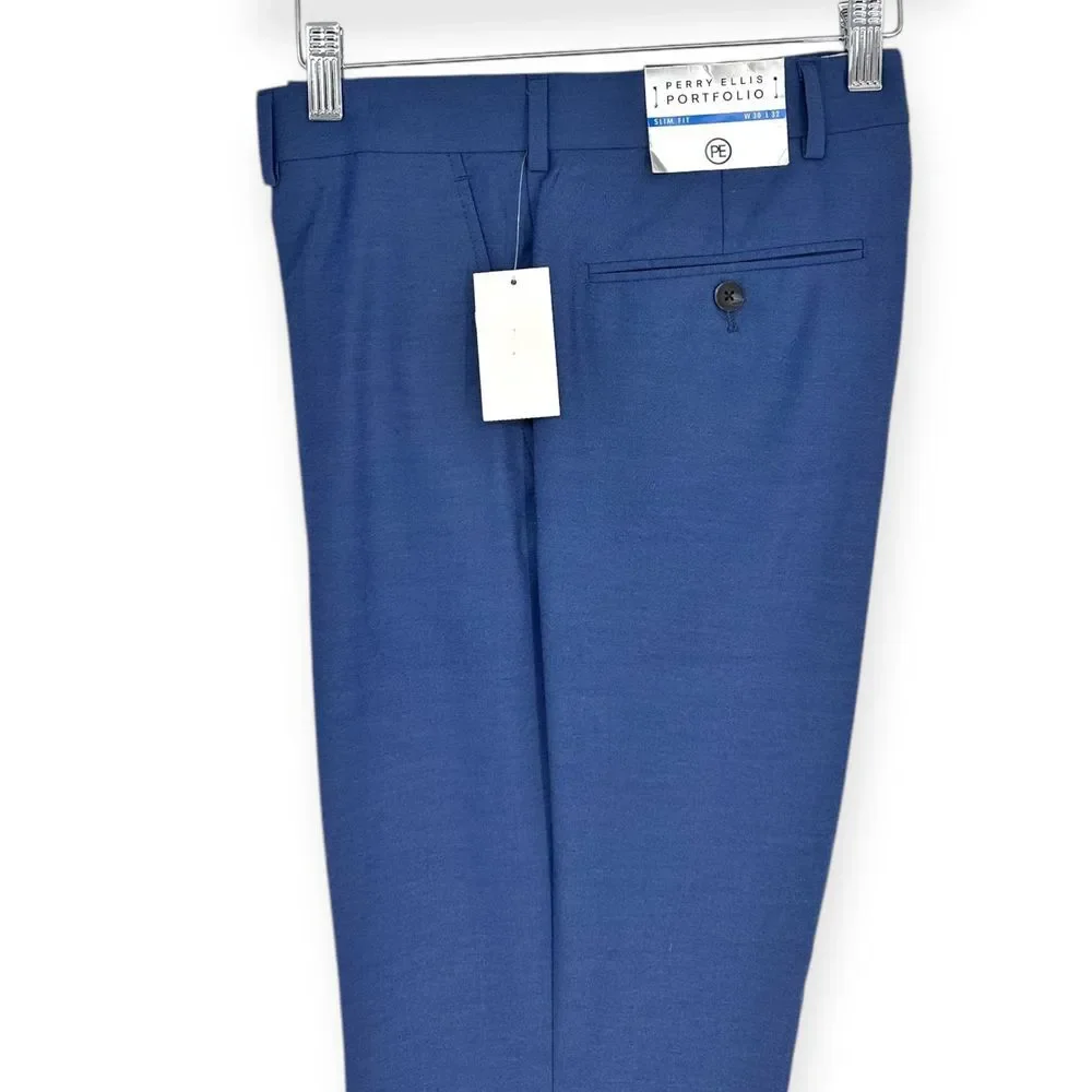 Perry Ellis Portfolio Dress Pants‎ Suit Separate 30W x 32L Blue Corpcore