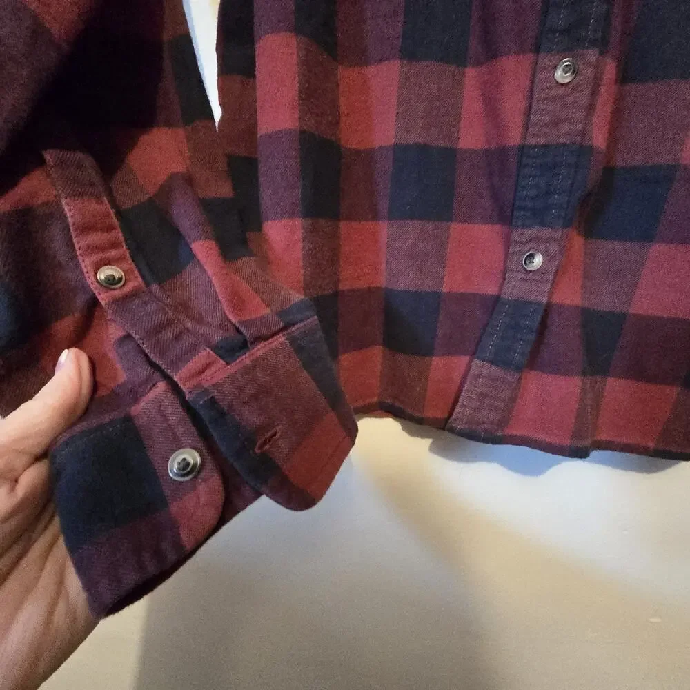Marine Layer Plaid Flannel Shirt Mens XL Red Black Buffalo Outdoor Cabin Western