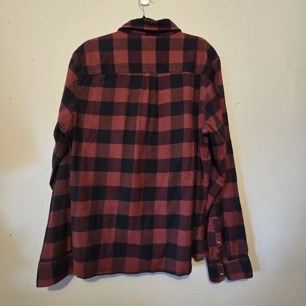 Marine Layer Plaid Flannel Shirt Mens XL Red Black Buffalo Outdoor Cabin Western