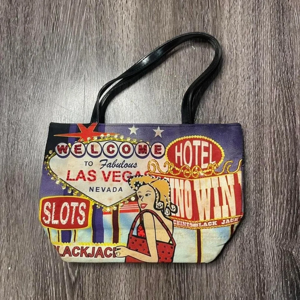 Las Vegas themed shoulder bag‎ with magnetic closure