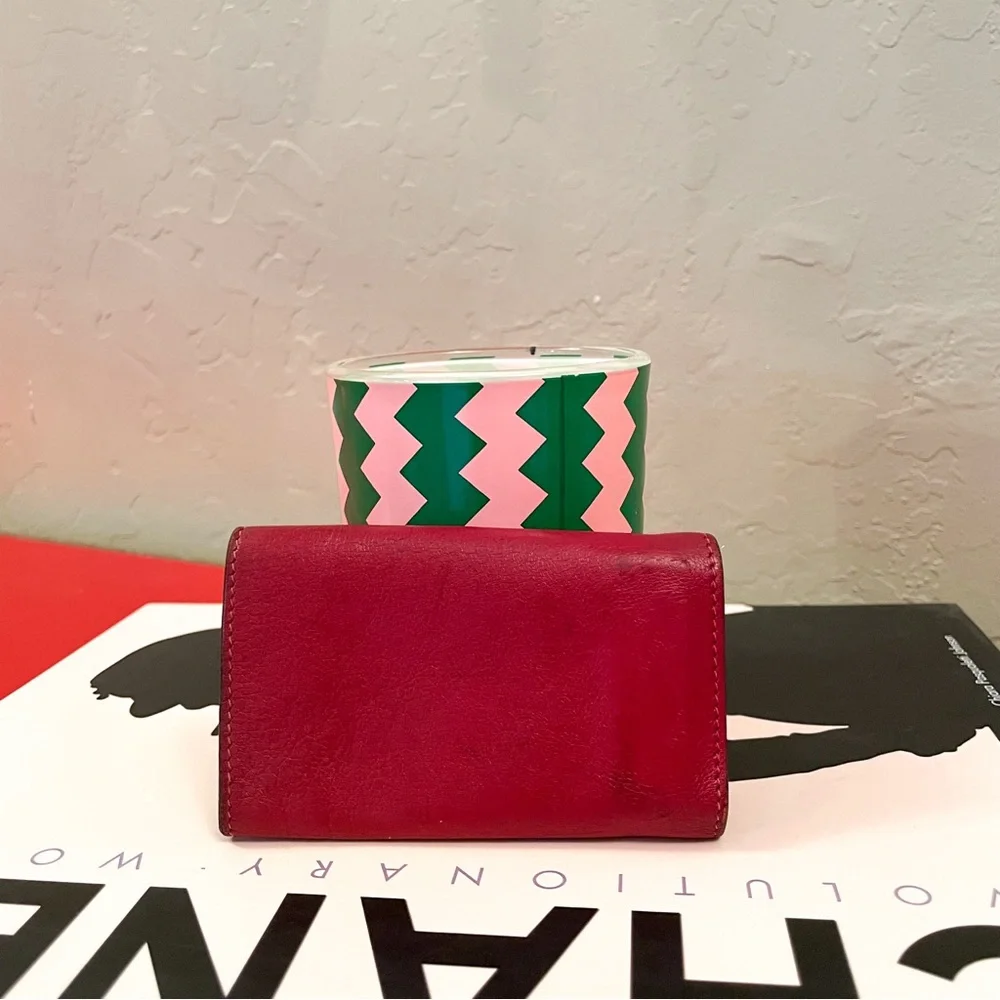 Authentic Hermes Etui Cles Chevre‎ Red Leather 4 Ring Key Case