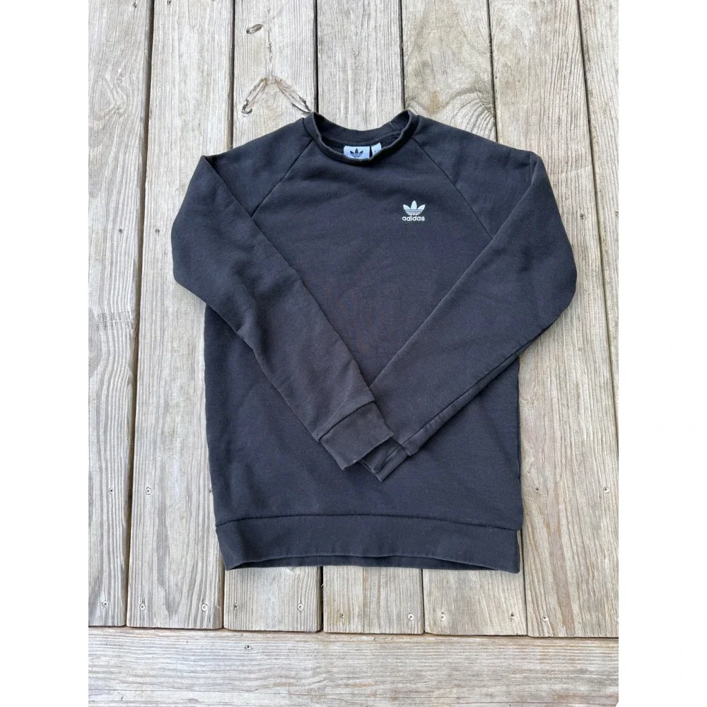 Adidas Esssntials Trefoil Black‎ Crew Neck Sweatshirt Mens Size XS Pullover