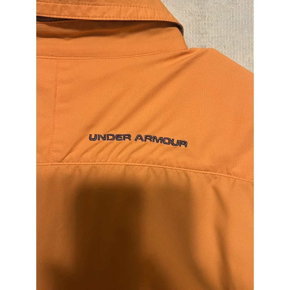Under Armour Mens Fishing‎ Shirt Orange Long Sleeve Roll Tab Button Up Large