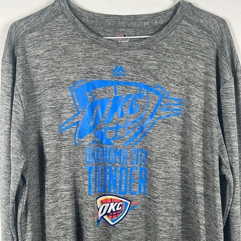 🏀 OKLAHOMA CITY THUNDER NBA Polyester Pullover Long Sleeve Dri-Fit T-Shirt Sz L