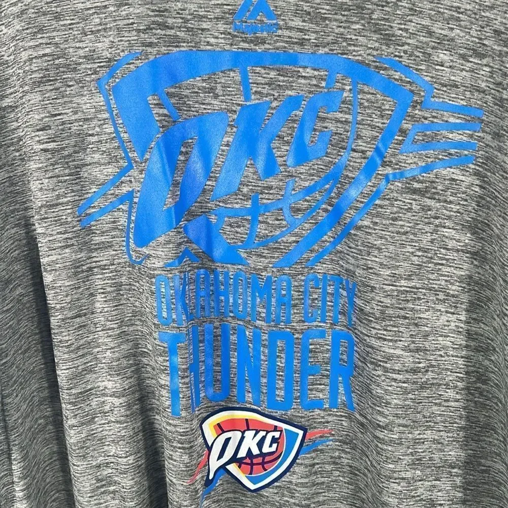 🏀 OKLAHOMA CITY THUNDER NBA Polyester Pullover Long Sleeve Dri-Fit T-Shirt Sz L