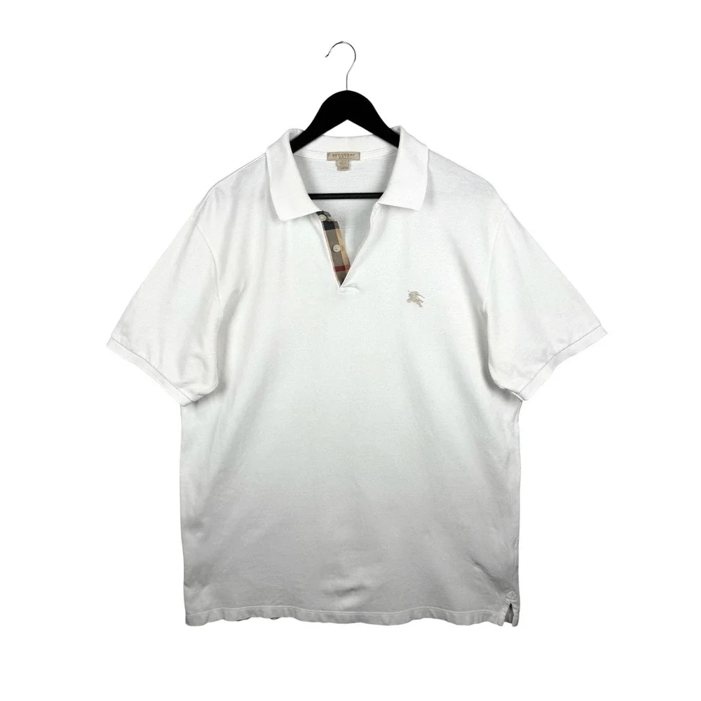 Burberry Brit Cotton Polo Shirt Men's Sz XX White Short Sleeve Nova Check
