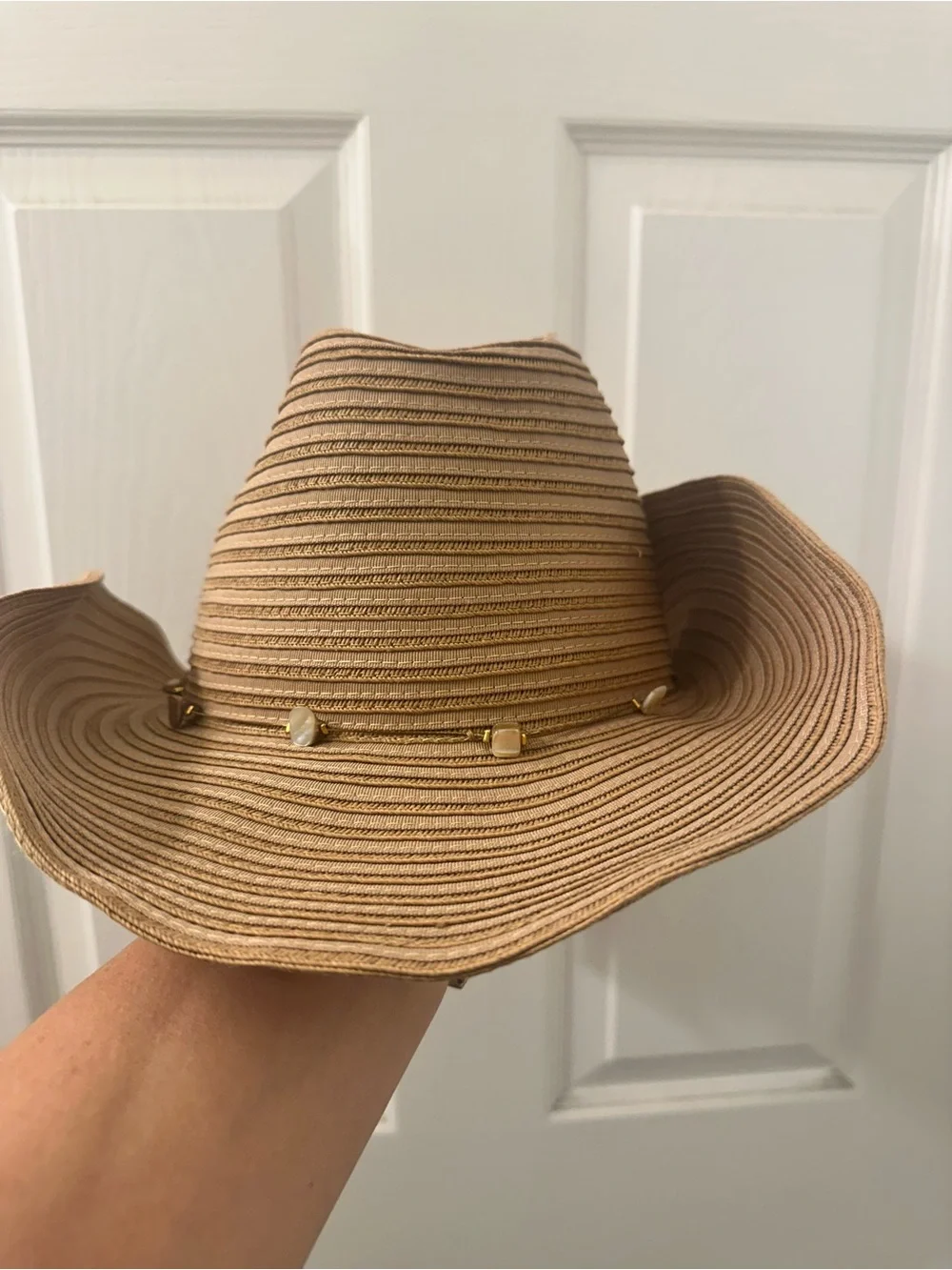 San Diego Hat Company Tan Straw Cowboy Hat with Gold Accents