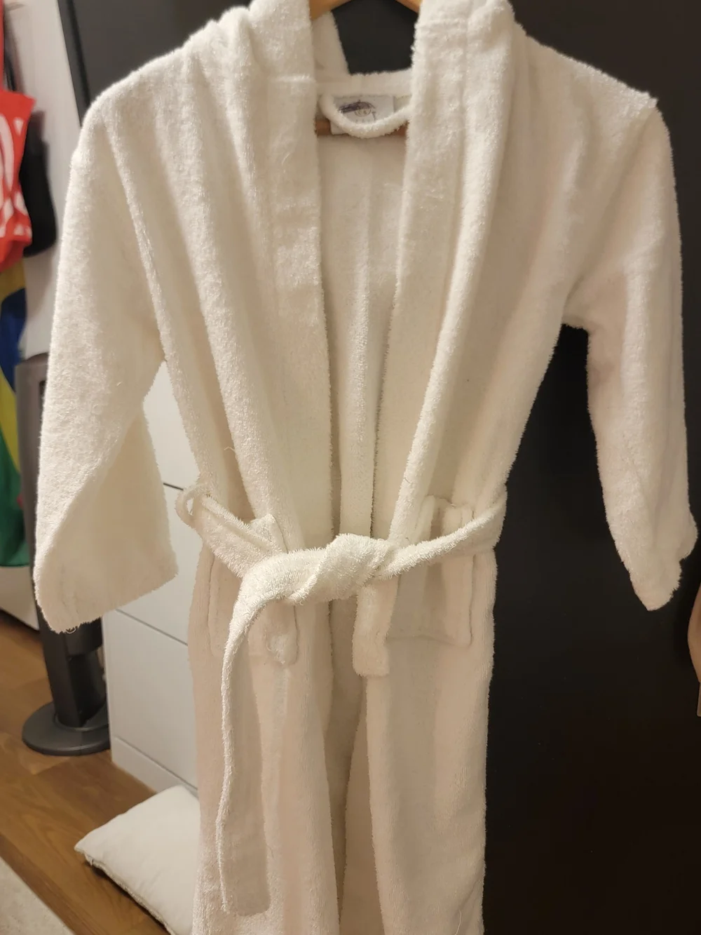 White Plush Hooded Bathrobe - Brand Not Visible