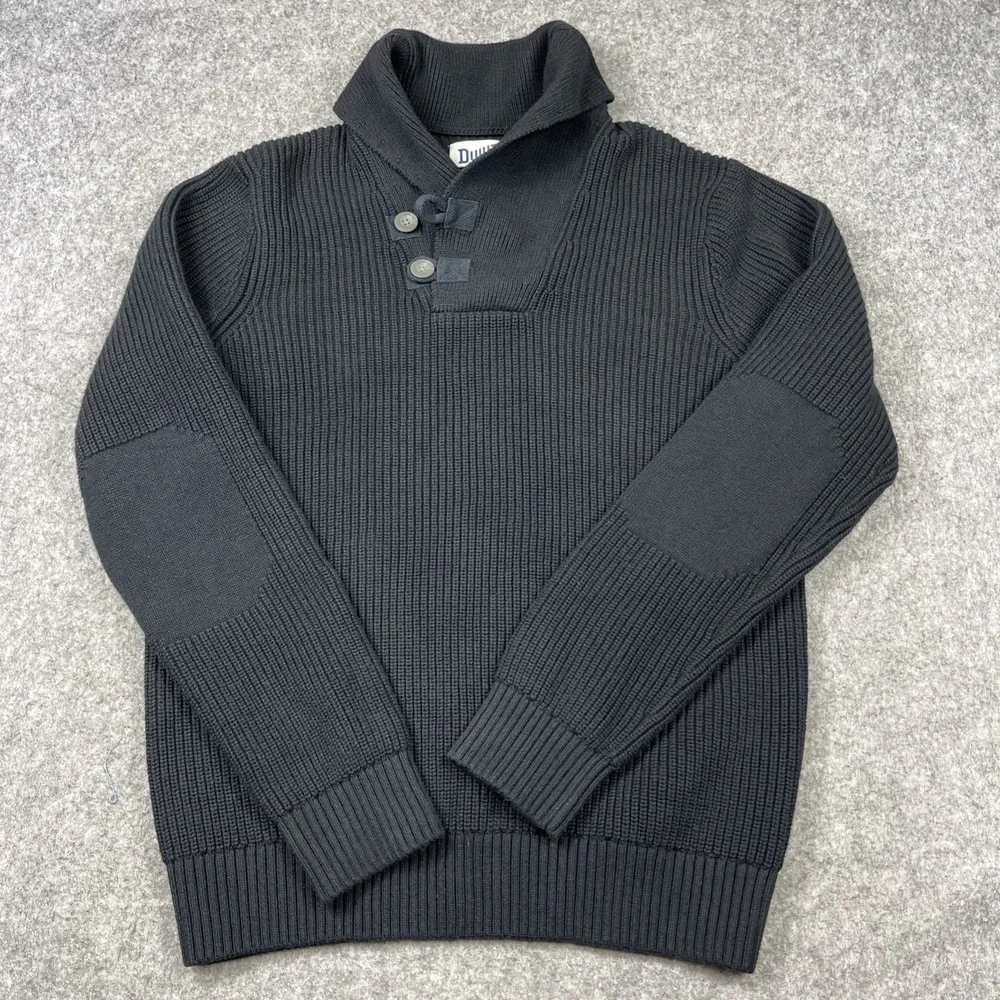 Duluth Brigadier Shawl Collar Sweater‎ Mens Medium Blue Heavy Chunky Outdoor