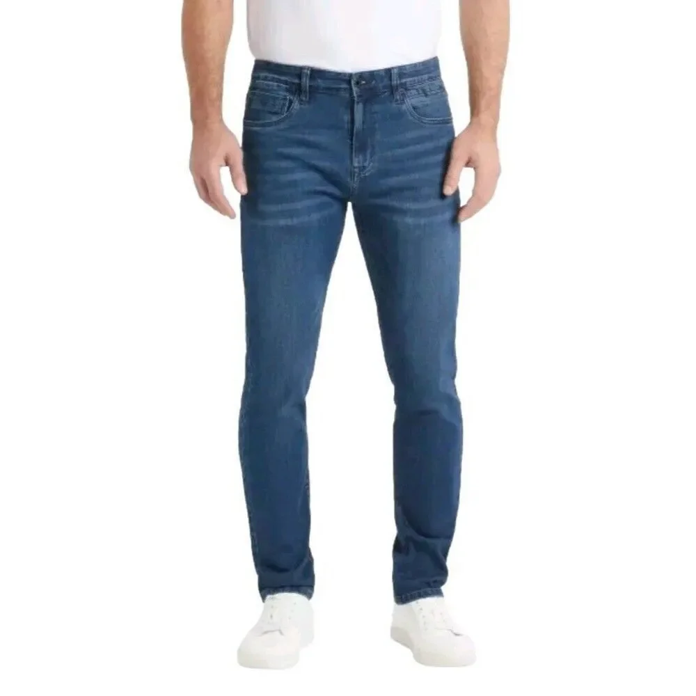 Kenneth Cole New York Men's 40x32 Straight Fit Comfort Stretch Denim Jeans Blue