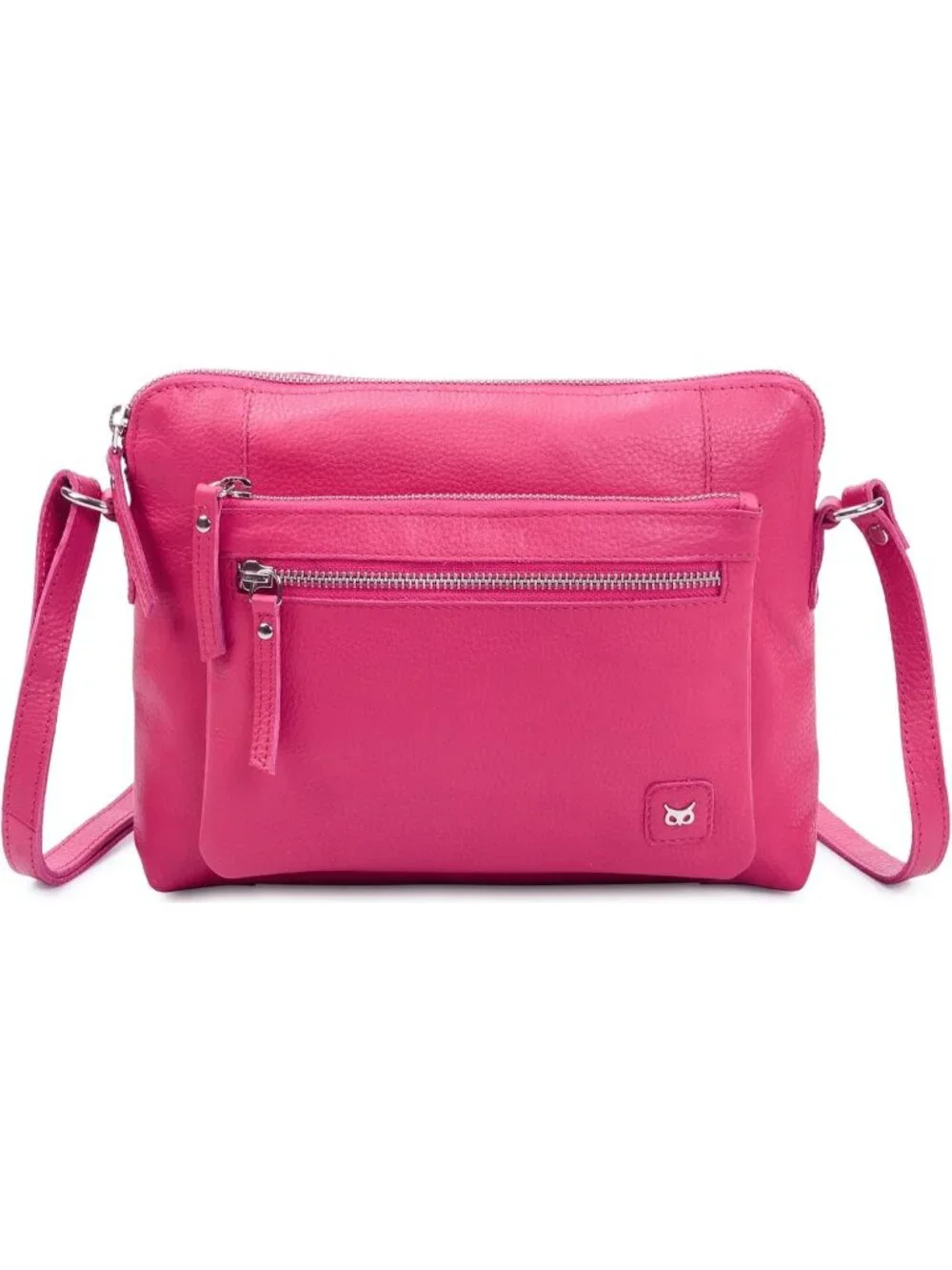 Women's Hot Pink Genuine Leather Sling Purse with Adjustable Strap Crossbody bag