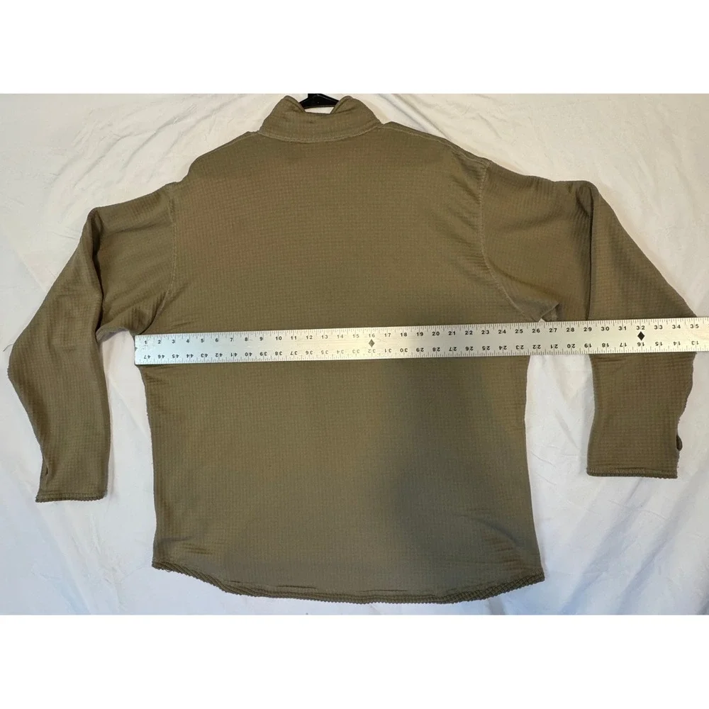 Polartec Coyote Brown Grid Fleece Quarter Zip Tactical Pullover Mens XL Made USA