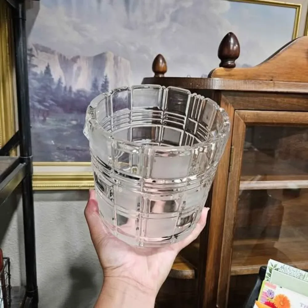 Mikasa Frosted Glass Square Pattern Ice Bucket