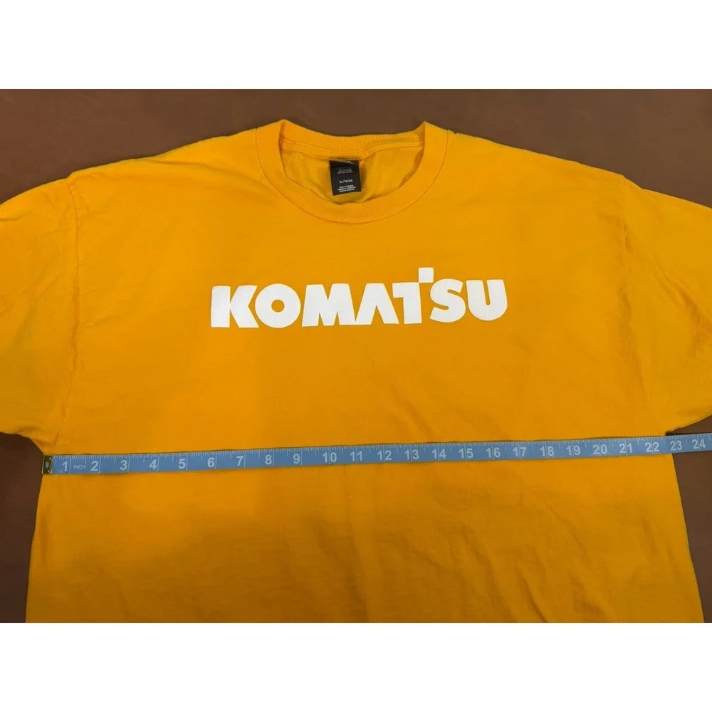 Komatsu Excavator Men's XL Yellow Graphic T-Shirt Heavy Equipment Construction