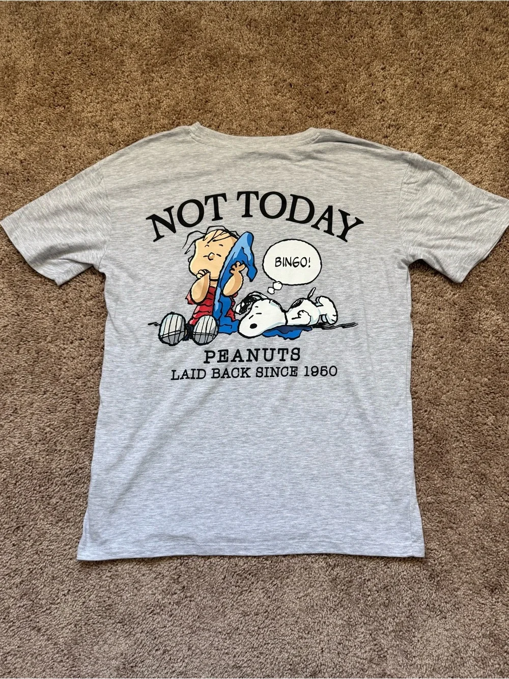 Peanuts Snoopy Charlie Brown Linus Casual Men’s Short Sleeved Shirt S Cartoon